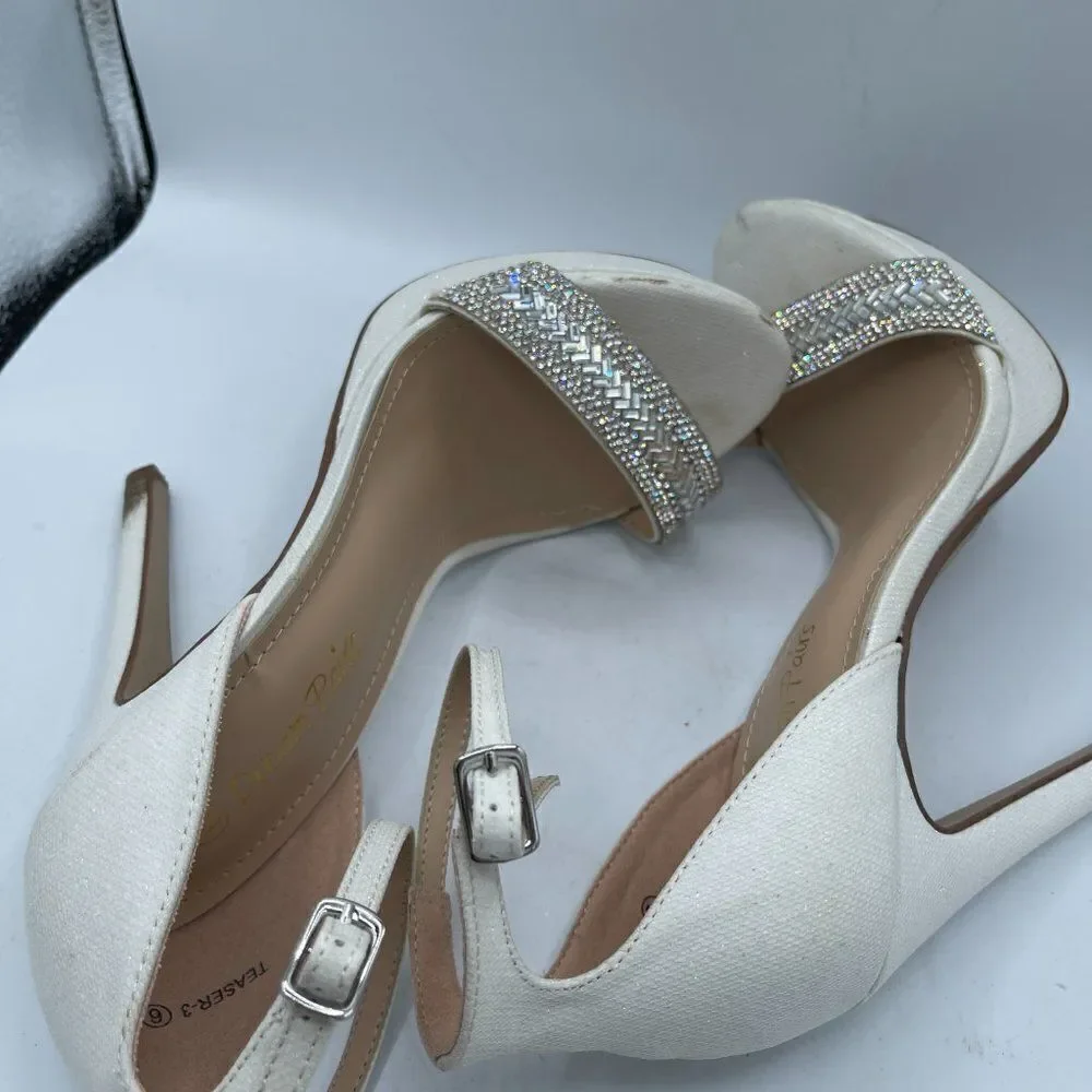 Dream Pairs High Heeled Ankle Strap Rhinestone Embellished Shoes 6
